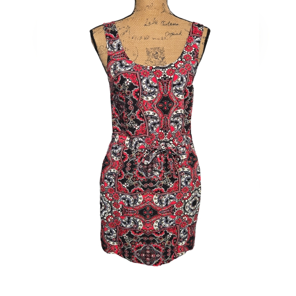 Mimi Chica 100% Rayon Sleeveless Mini Dress w Drawstring Waist Sz Medium